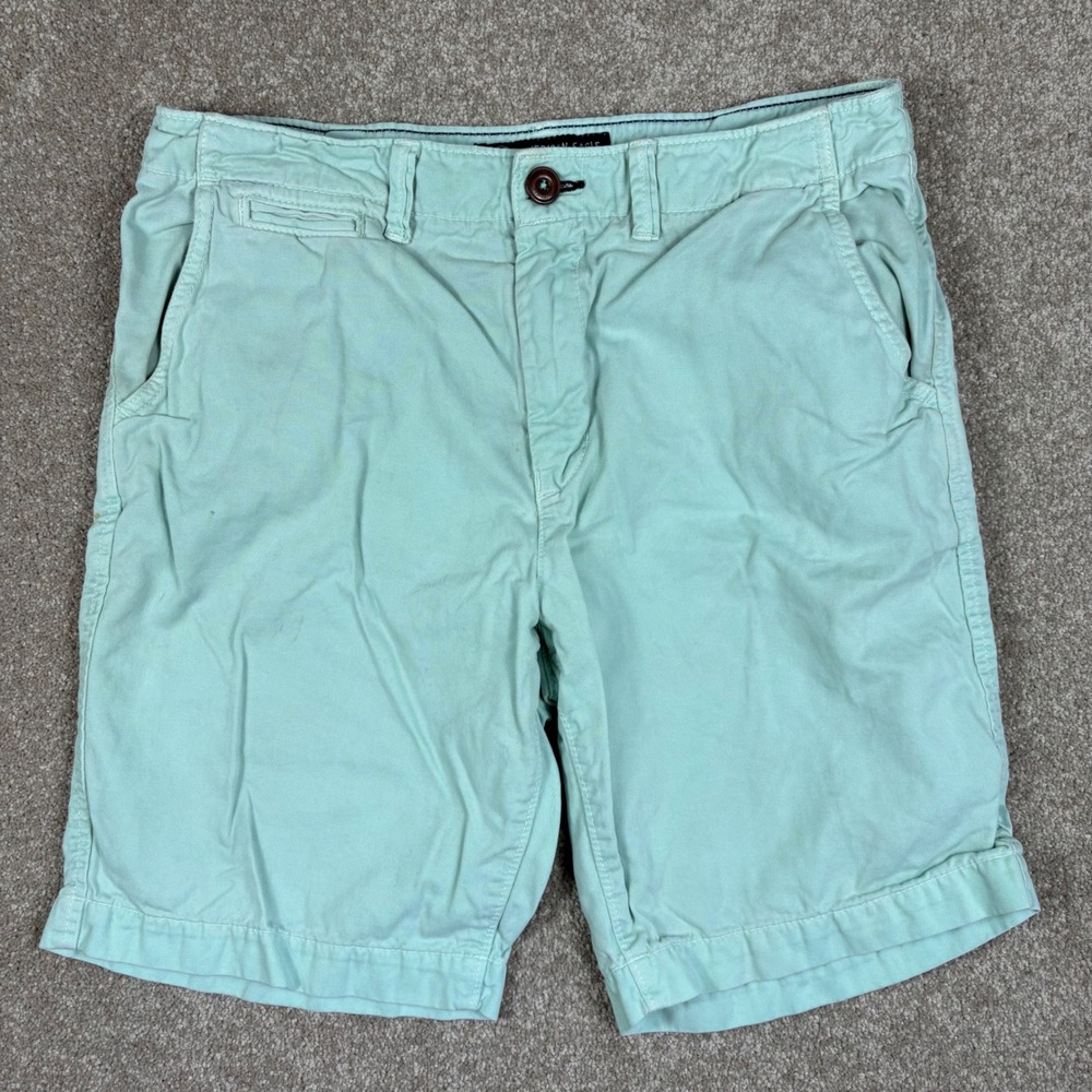 American Eagle Mens Mint Green Chino Shorts Size 32 Cotton Flat Front Casual